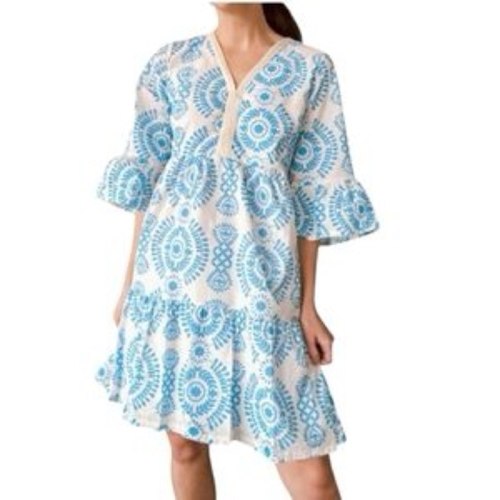 Saiph Lab Italian Blue & White Print Dress